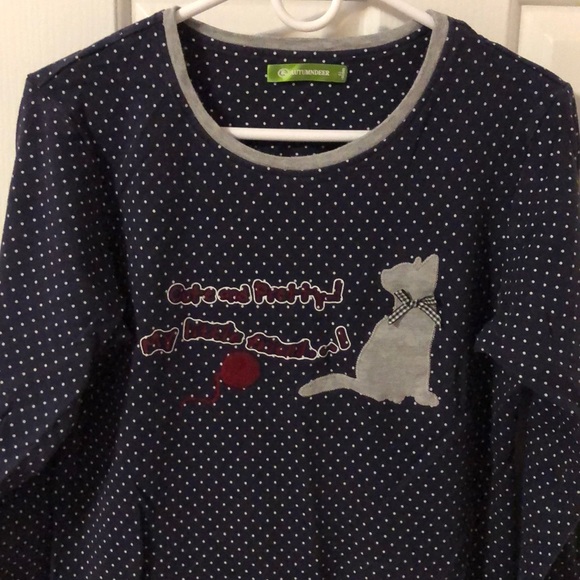 Long Sleeves Cotton Cat Figure Sleepshirt - Picture 2 of 7